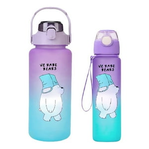 Genérico - Pack 2 Botellas Agua Motivacionales 2L 900Ml Morado Turquesa