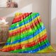 thumbnail image 2 of Rainbow Throw Blanket Soft Lightweight Plush Flannel Fleece Blanket with Watercolor Line Stripes Print Pattern for Couch Sofa Bed Travel All Season Blanket for Kids Adults Single, 2 of 5