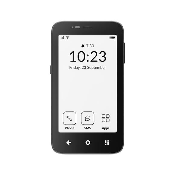Teléfono minimalista Mudita Kompakt con pantalla E Ink® gris