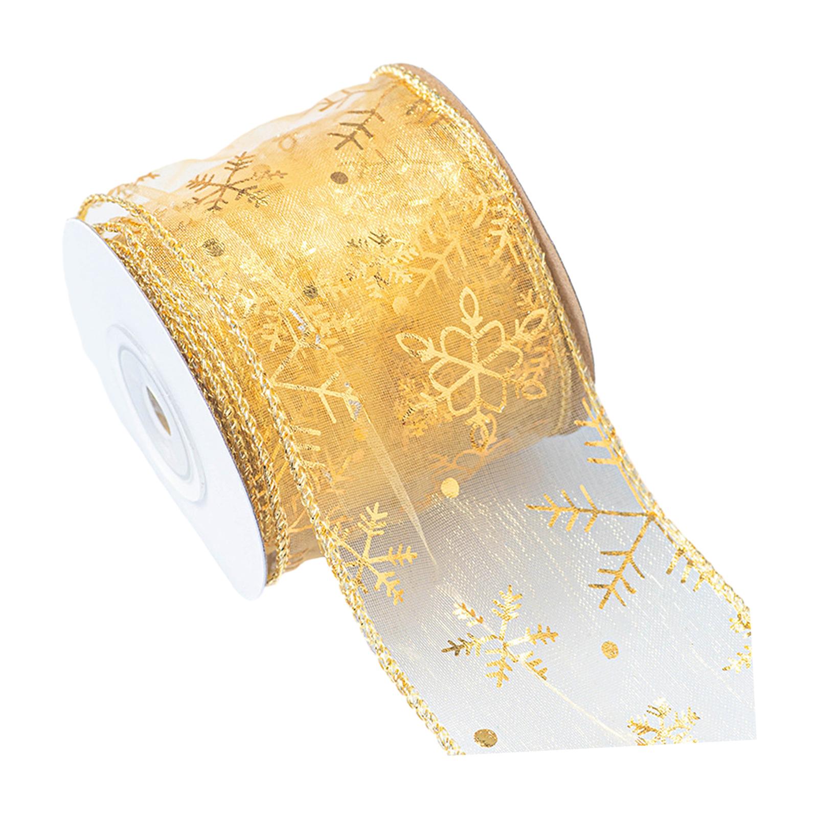 Magideal - Cinta Navideña Para Envolver Regalos, Accesorios Duraderos, Manualidades Diy, Cinta Para Envolver Con Dibujos Navideños Para Envolver , Patrón De Oro Beige