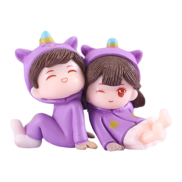 Mini figuras de casa de muñecas, figuritas de pareja, regalo del Día de San Valentín, bonitos recuerdos, adorno para tarta para marido y esposa, regal Estilo A