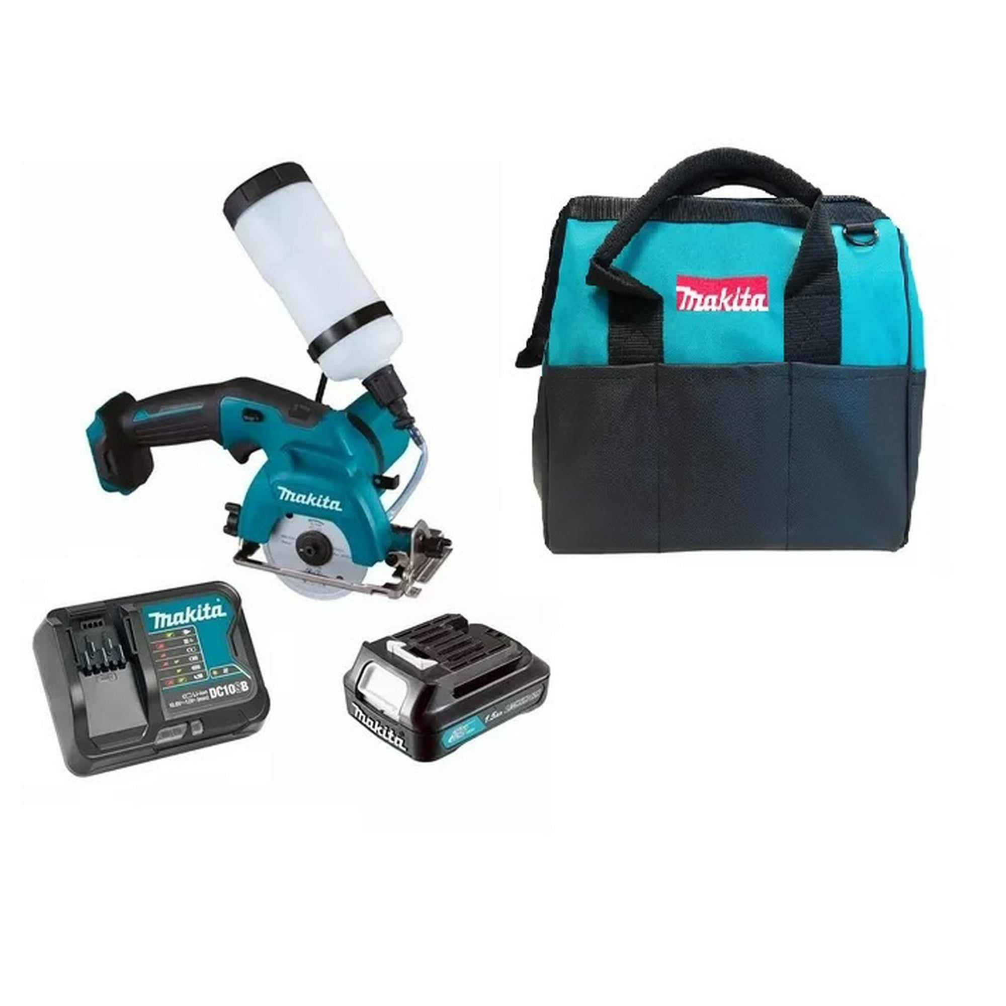 Makita - Sierra Cortadora Cerámica Vidrio Inalámbrica 85mm + Bateria 1,5 Ah + Cargador + Bolso
