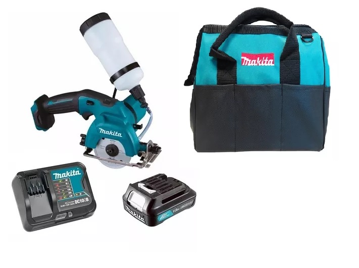 Makita - Sierra Cortadora Cerámica Vidrio Inalámbrica 85Mm + Bateria 1,5 Ah + Cargador + Bolso