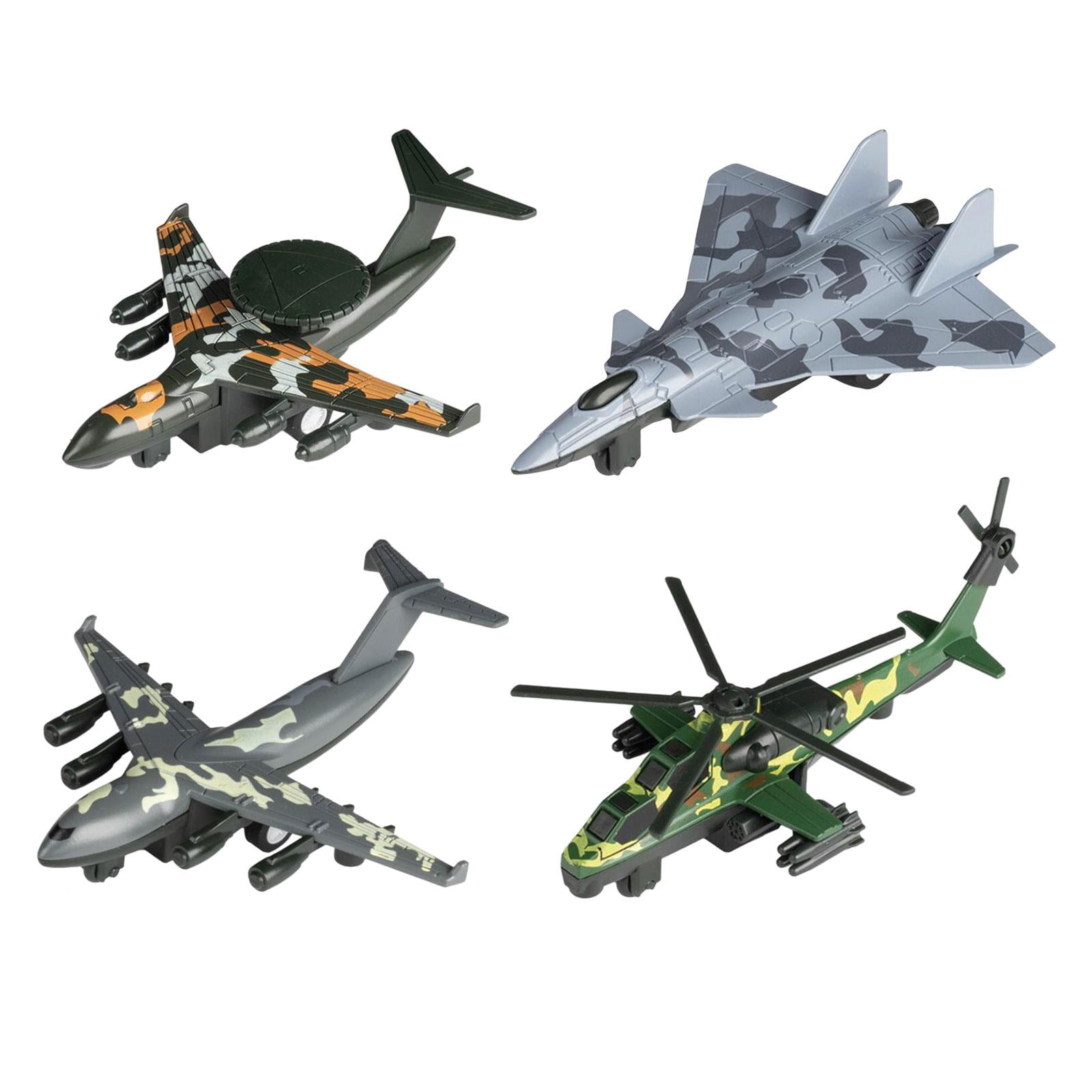 Bothyi - 4x Aleación Diecast Metal Jet Plane Pullback Mecanismo Fighter Toys Camo