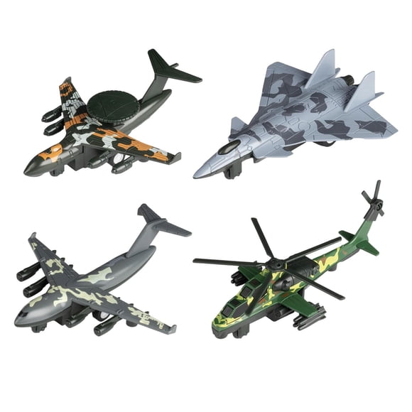4x Aleación Diecast Metal Jet Plane Pullback Mecanismo Fighter Toys Camo