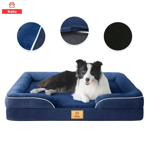 Cama Antiestres Perro Colchon Ortopedica 90x63cm Grande Azul