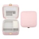 thumbnail image 1 of Caja de joyería cuadrada de cuero PU REGALWOVEN con espejo para mujeres, organizador de joyas de una sola capa con cierre a presión rosa, 1 of 7