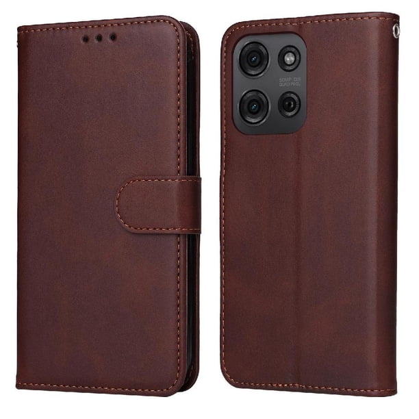 Funda Billetera para Motorola Moto G75 5G con Porta Tarjetas y Soporte Ajustable Marrón