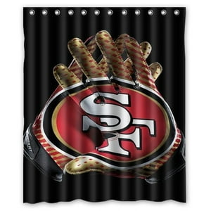 Pinghai - Cortina De Ducha De Diseño Moderno De Los San Francisco 49Ers, Juego De Cortina De Baño Con Ganchos, Tamaño 60 X 72 Pulgadas