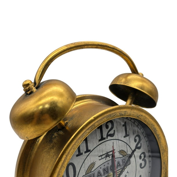 Reloj De Mesa Analogico Hierro Vintage Decorativo Dorado S dorado