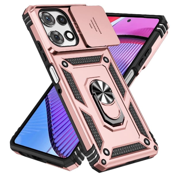 Funda Resistente Anillo Soporte Motorola Moto G Power 5G 2025 Privacidad Cámara Montaje Magnético Oro rosa