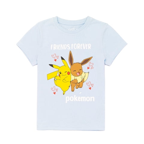 Camiseta Pokémon Para Niñas Y Niños Pikachu Eevee Azul 7-8 Años