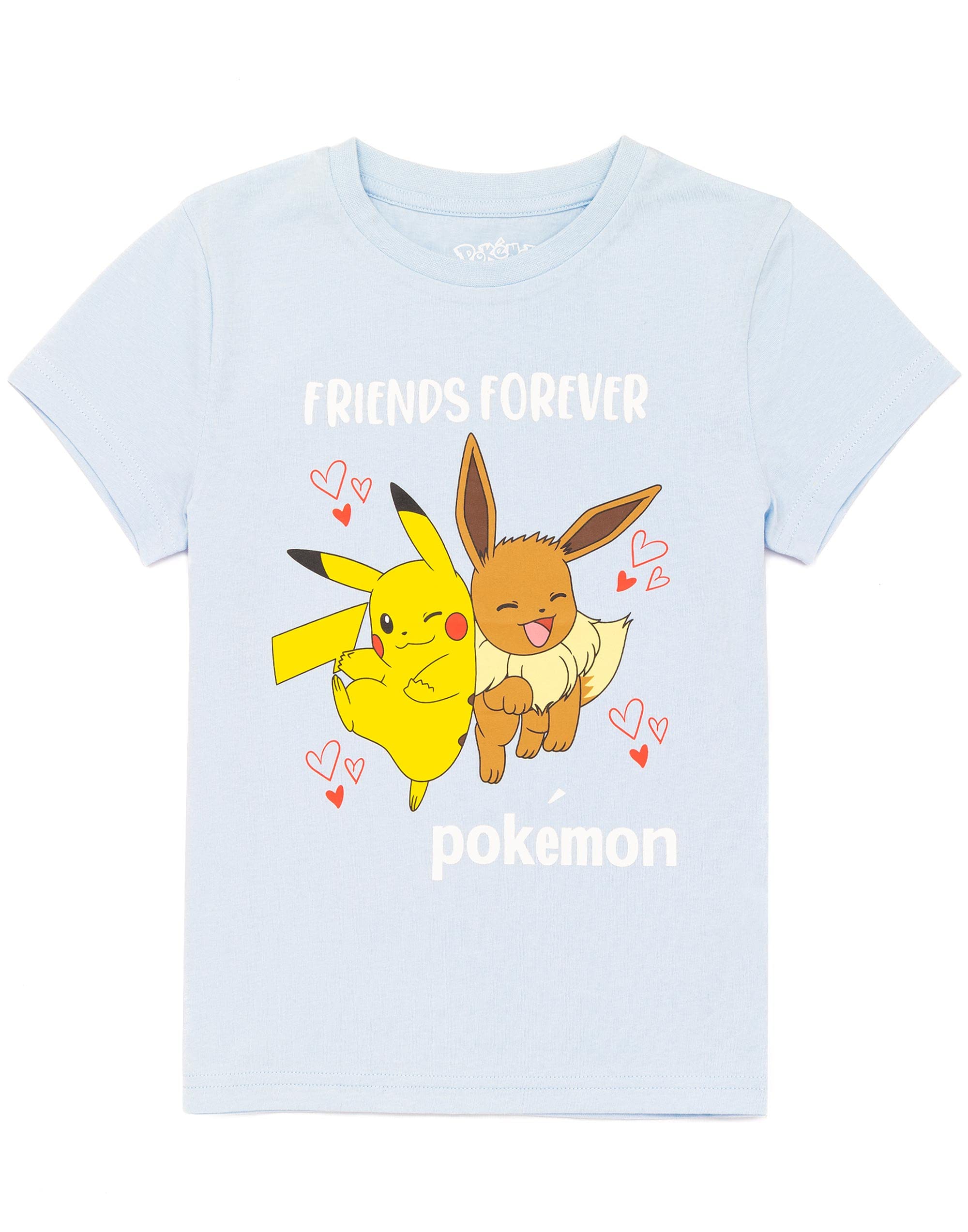Camiseta Pokémon Para Niñas Y Niños Pikachu Eevee Azul 7-8 Años