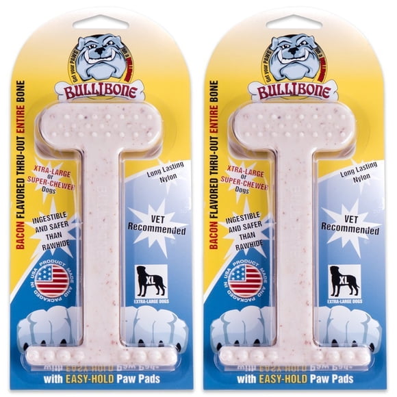 Juguete de Masticar para Perro Bullibone Sabor a Tocino - Pack de 2 XL Duradero