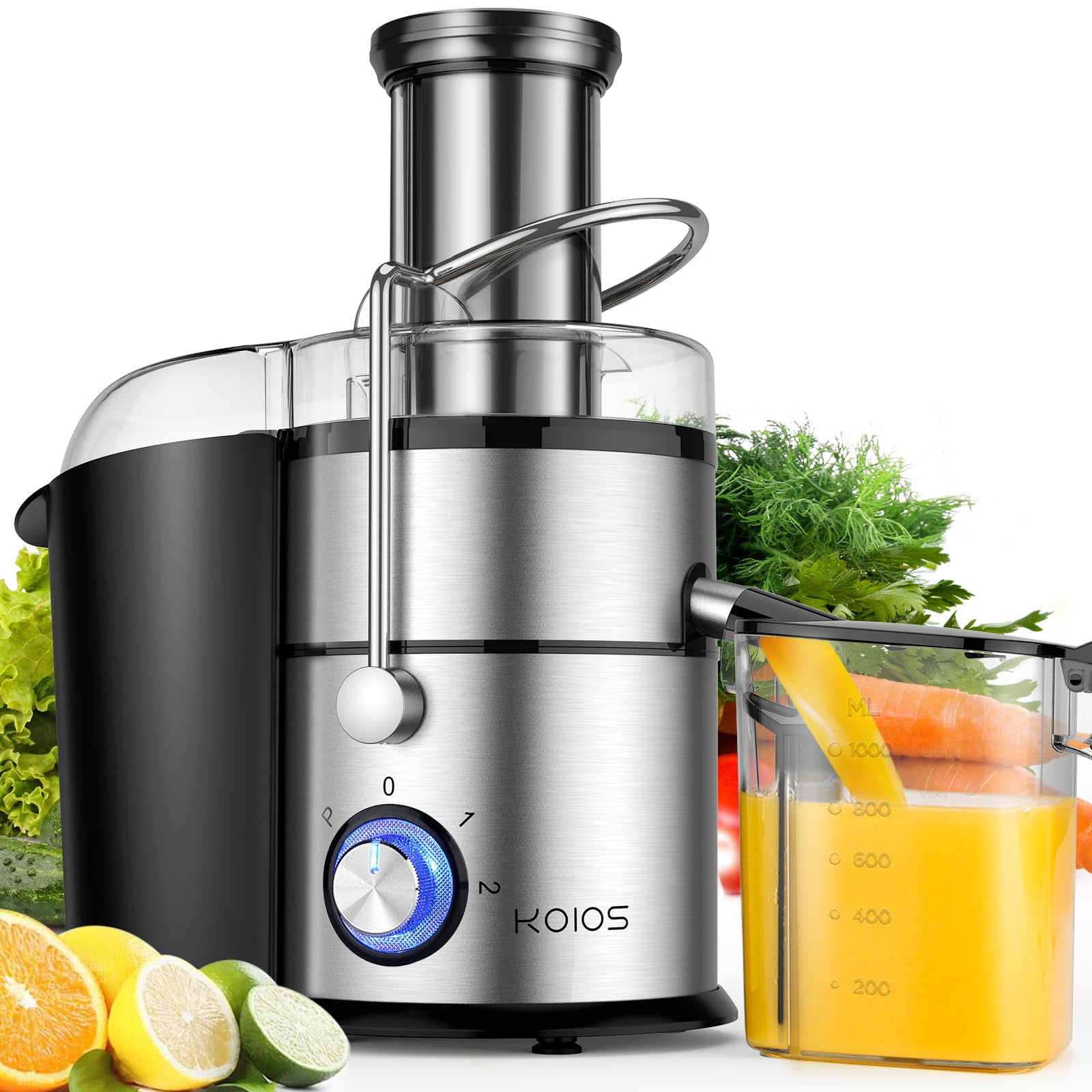 Exprimidor Centrífugo Koios 1300w Con Canal De Alimentación De 8 Cm, 35 Oz