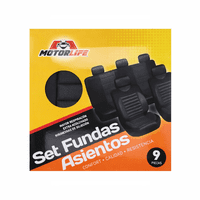 Fundas Cubre Asientos Motorlife Negro Confort 9 Piezas