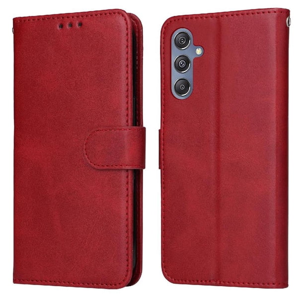 Funda Billetera para Samsung Galaxy M34 5G con Porta Tarjetas y Soporte Ajustable Rojo