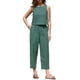 thumbnail image 1 of INSPIRE CHIC Conjunto de descanso de 2 piezas para mujer, top corto sin mangas y pantalones de pierna ancha, conjunto de verano a juego L Verde oscuro, 1 of 6