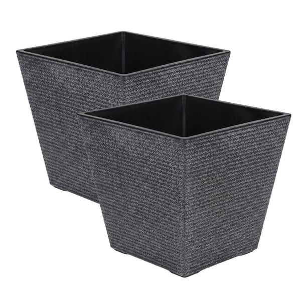 Set 2 Macetero Plastico Bajo Premium Base Cuadrada Conica L azul