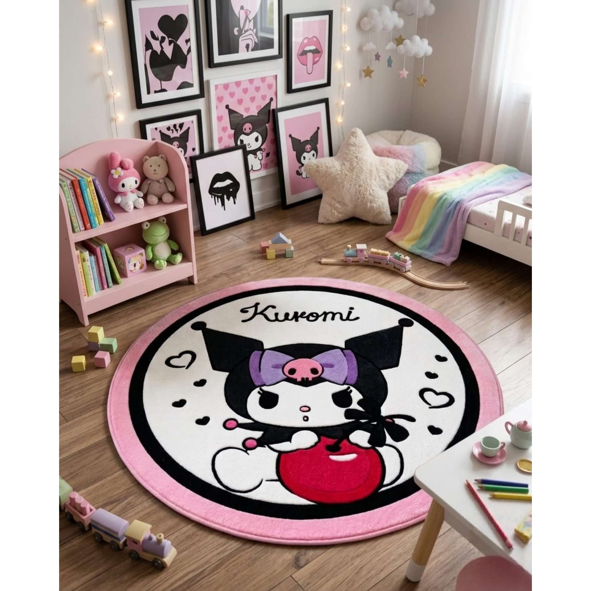 Mylhogar - Alfombra De Juego Para Niños Circular Suave 80cm De Kurumi