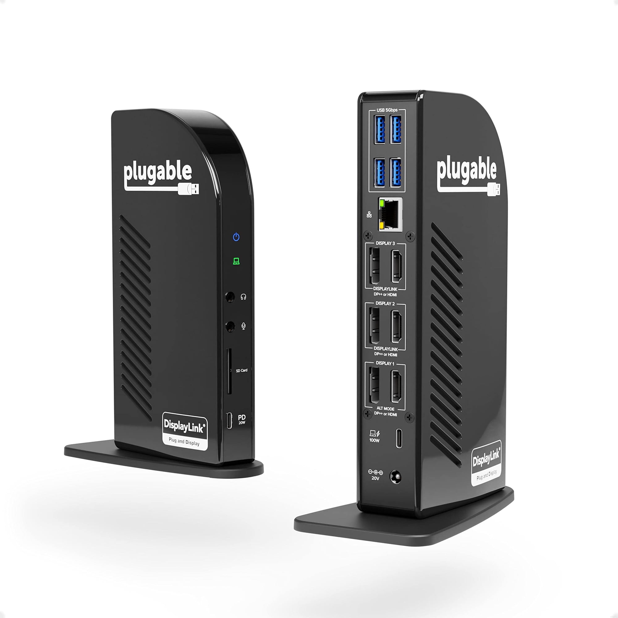 Plugable - Estación De Acoplamiento Con Triple Monitor 4k Conectable, Usb C Pd De 100 W