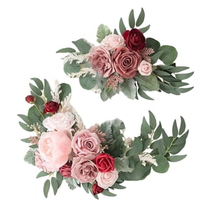 Magideal - Guirnalda De Flores Colgante Hecha A Mano Con Hojas , Arco De Boda, Corona De Rosas Para Decoración De Adorno De Mesa De Fondo De Arco De Boda , Vino Rosado Tinto Opción 5J