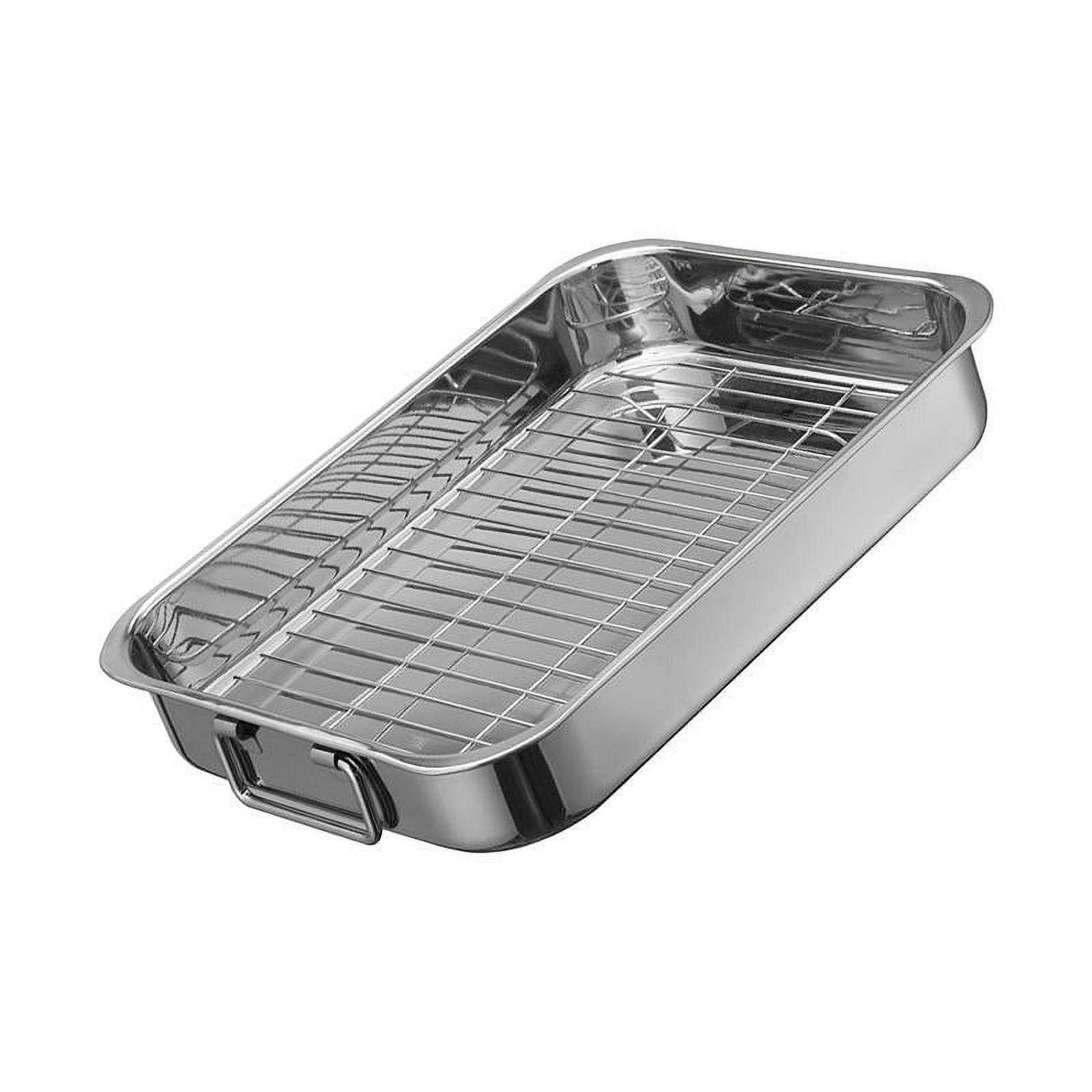 Magideal - Bandeja Para Asar, Bandeja Para Hornear, Barbacoa, Bandeja Rectangular Para Hornear, Bandeja Para Horno, Bandeja Para Hornear, Pollo Asado, Pavo, Band 33X23X5Cm