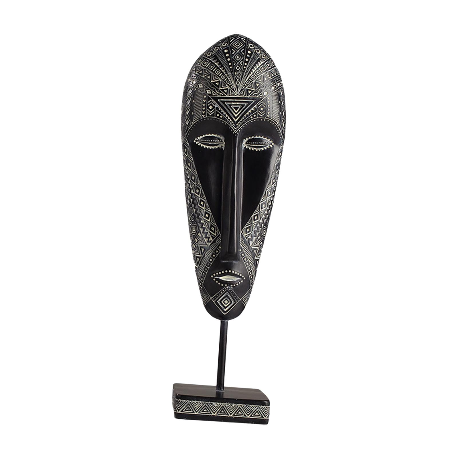 Bothyi - Estatua De Máscara Africana, Adorno De Mesa De Resina Tallado A Mano Para Estante De Oficina Y Hogar, 12x7,5x41,5 Cm