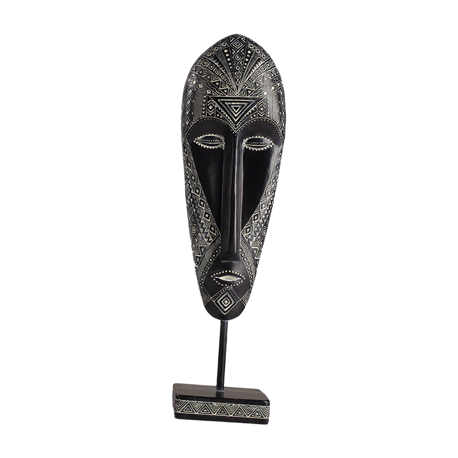 Bothyi - Estatua De Máscara Africana, Adorno De Mesa De Resina Tallado A Mano Para Estante De Oficina Y Hogar, 12X7,5X41,5 Cm