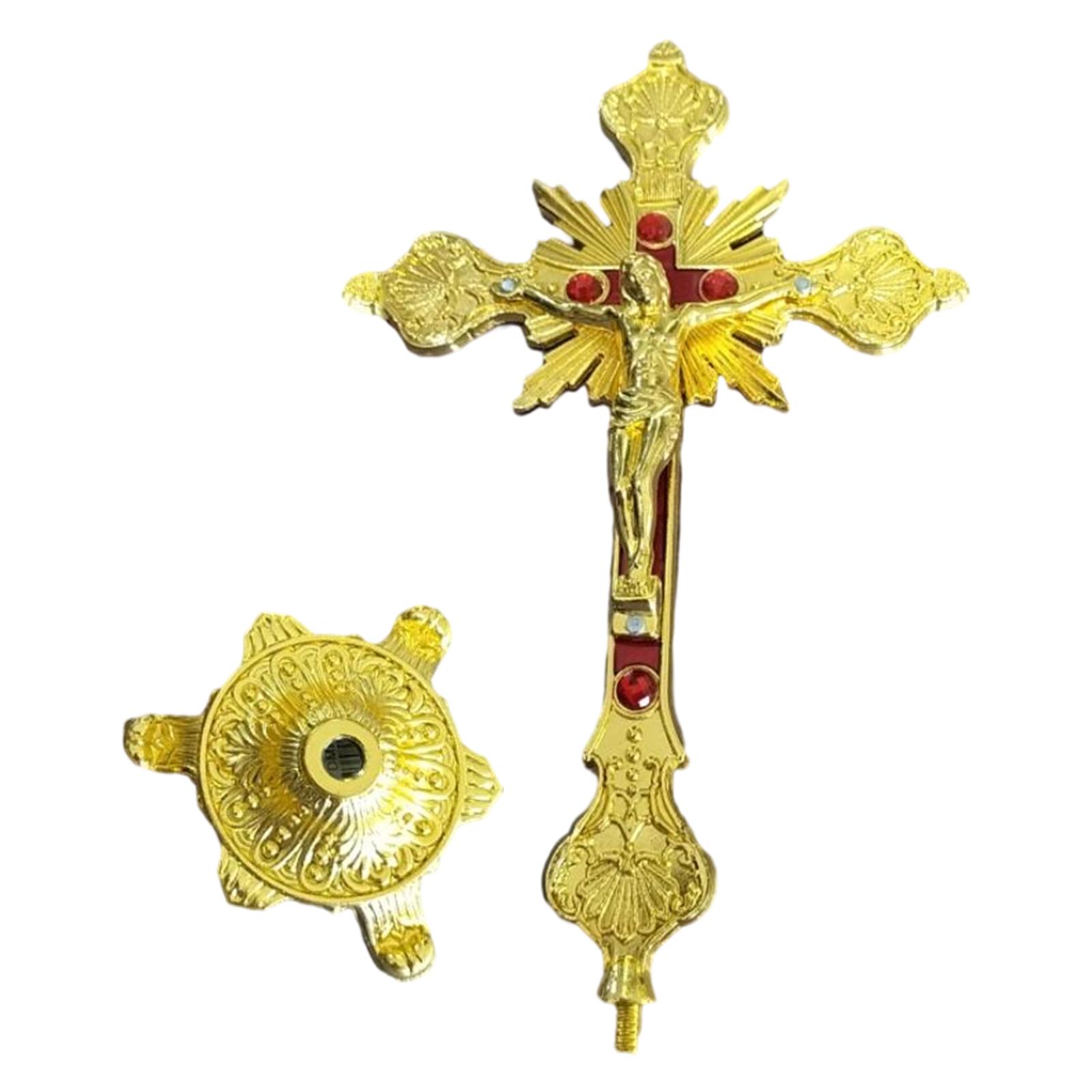 Magideal - Crucifijo De Jesús Crucifijo De Pie Colección De Esculturas Regalo Devoto Crucifijo De Cruz De Mesa Católica Con Soporte Para Mesa De Oración De Altar