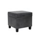 thumbnail image 1 of Ottoman de almacenamiento Benzara Pyp cuadrado de 45 cm en piel sintética gris oscuro, 1 of 5