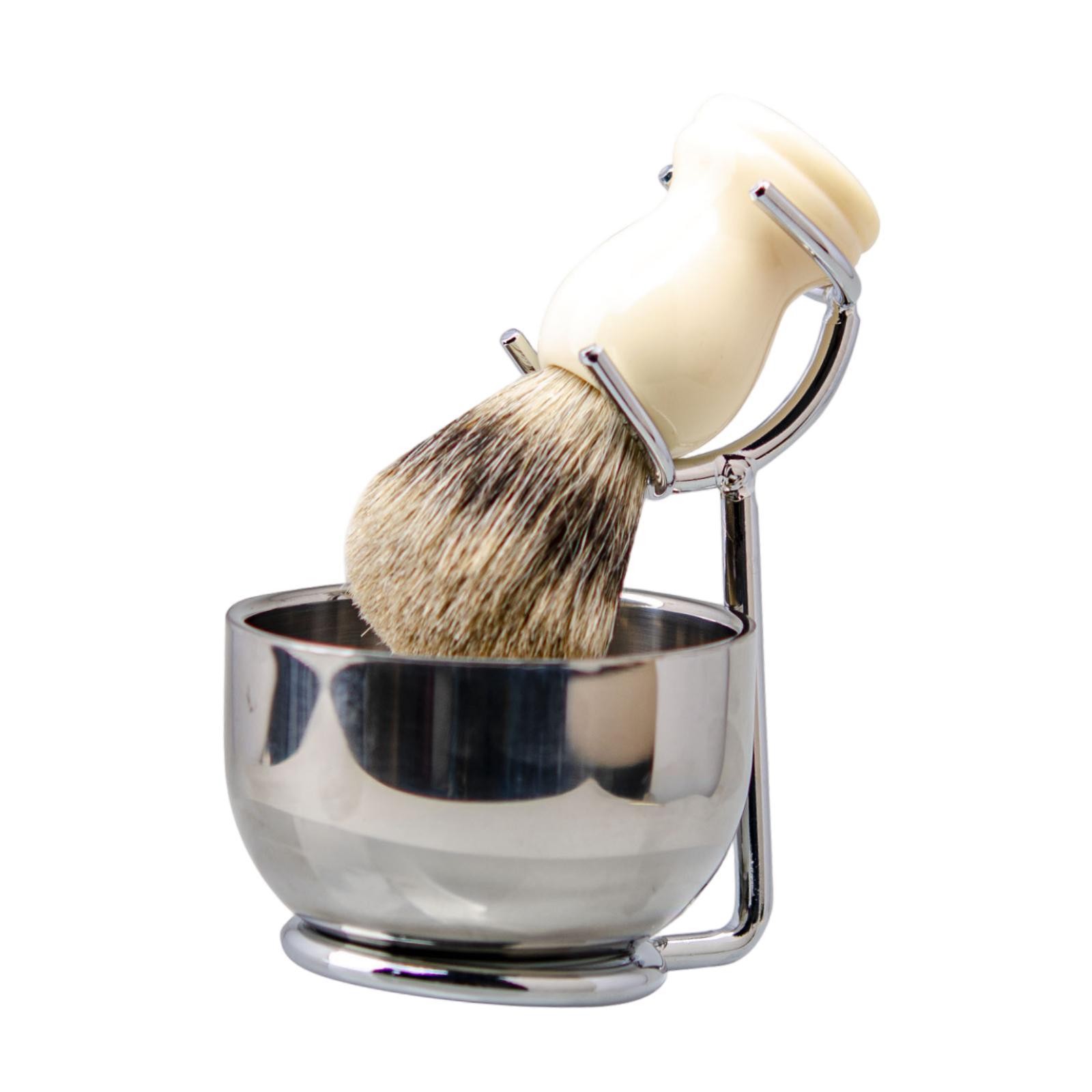 Magideal - Tazón De Crema De Jabón De Jabón De Pincel De Afeitar, Tazón De Acero Inoxidable Portátil Multipropósito Y Rejilla De Almacenamiento De Kits Para El