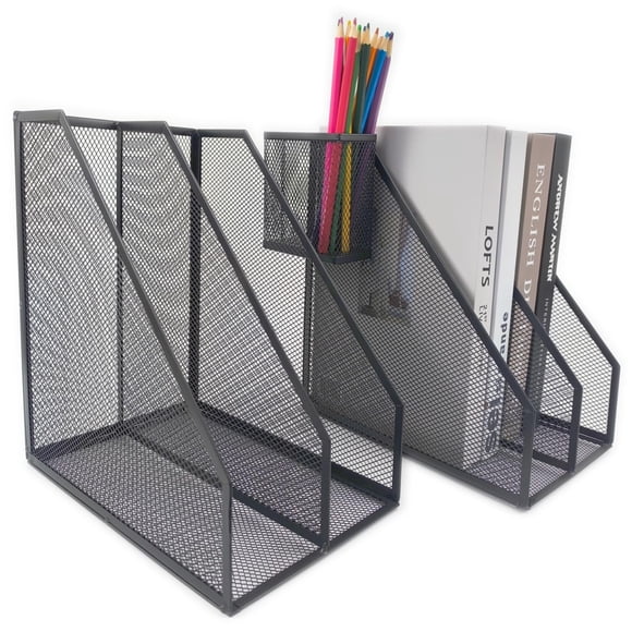 Organizadores de escritorio RHONZHAO, set de 2, portalrevistas de metal