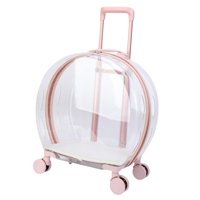 Ioensy - Pet Trolley Case Carrier Gatos Perros Bolsa De Equipaje Con Ruedas Transpirable Bolsa De Transporte Rosa Brillante