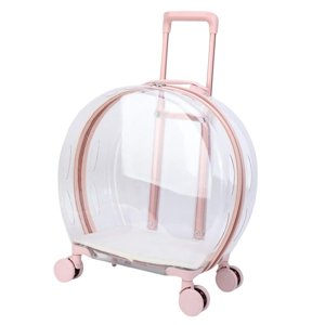 Ioensy - Pet Trolley Case Carrier Gatos Perros Bolsa De Equipaje Con Ruedas Transpirable Bolsa De Transporte Rosa Brillante