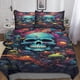 thumbnail image 1 of Funda nórdica de 3 piezas con estampado de calavera y flores, juego de ropa de cama 3D con funda de edredón de esqueleto malvado, funda de edredón de microfibra suave, con fundas de almohada, 1 of 3