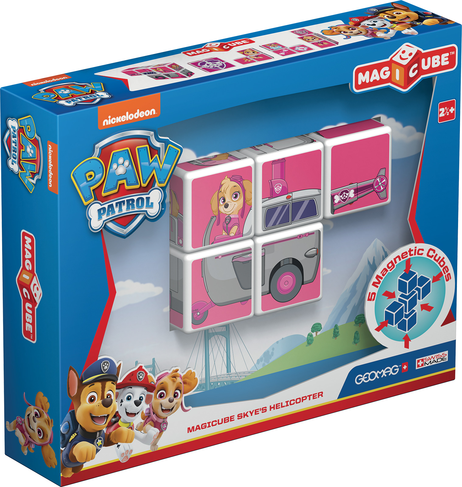 Geomag - Cubos Magnéticos Magicube Paw Patrol - Helicoptero De Skye (5 Piezas)