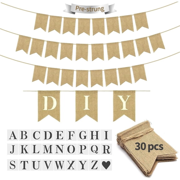 Banderín de Arpillera MLAPIS, 30 piezas, 5.1 x 7.1 pulgadas, preensamblado
