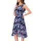 thumbnail image 4 of INSPIRE CHIC Vestido Midi Sin Mangas con Estampado Floral de Halloween y Volante en el Bajo para Mujer Azul Marino XS, 4 of 5