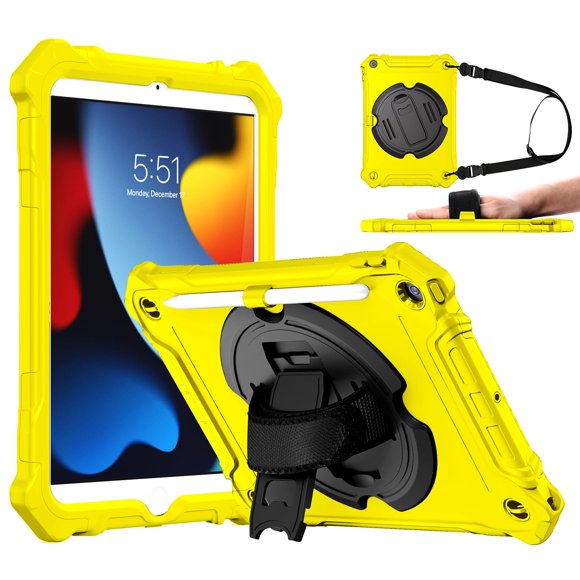 Funda ZtotopCases para iPad 10,2\" a prueba de golpes, cobertura completa, color amarillo