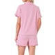 thumbnail image 3 of INSPIRE CHIC Conjunto de Salón para Mujer Estampado de Fresas Volantes con Volantes Patrón Lindo Botón Abajo Manga Corta Conjunto de Pijamas Cortos 2XL Rosa Intenso, 3 of 6