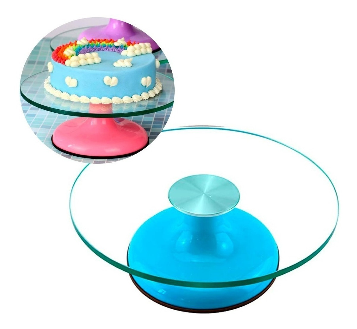 Genérico - Base Giratoria Tortas Plato Giratorio Base Vidrio 30Cm