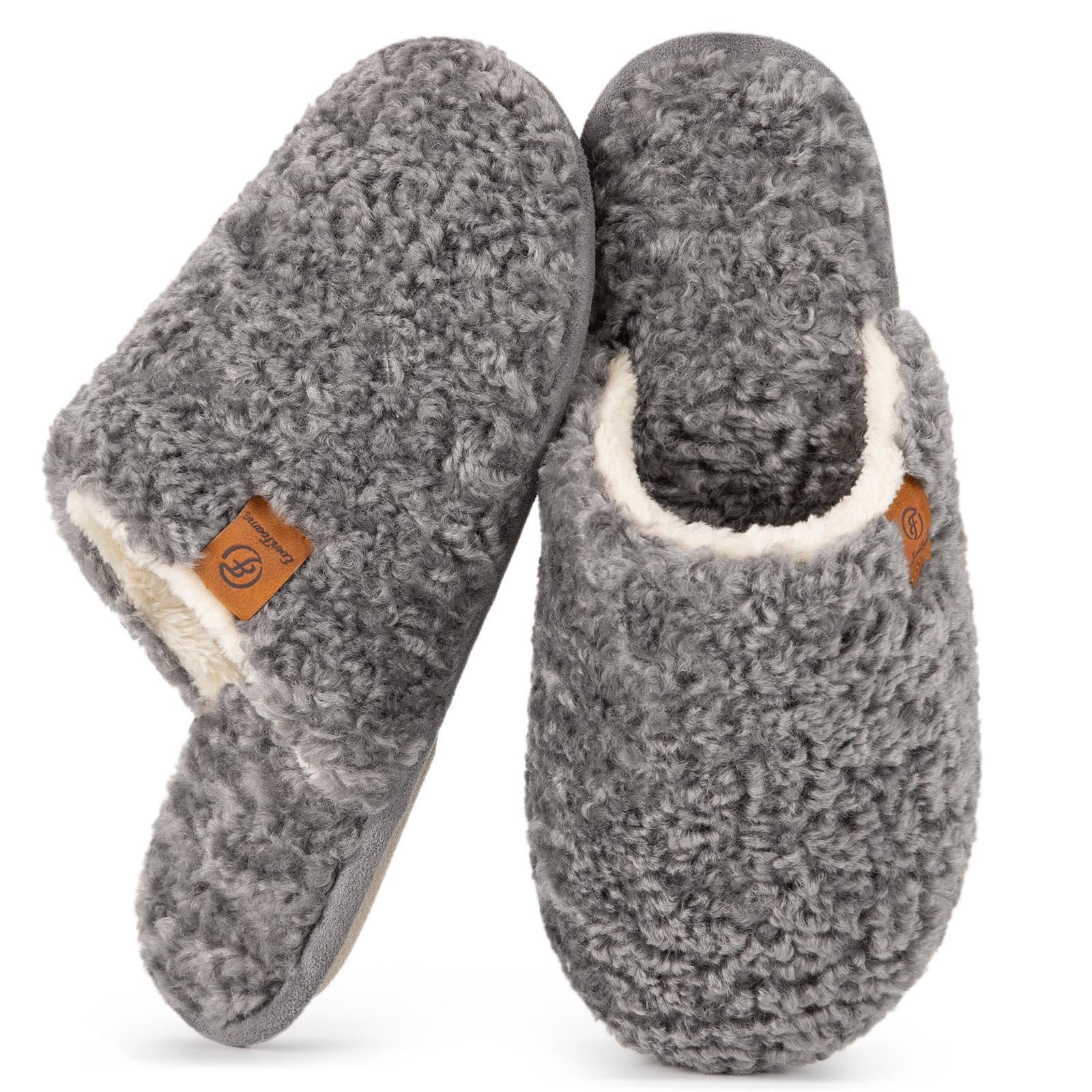 Zapatillas Everfoams Fuzzy Slip-on Para Mujer, Espuma Viscoelástica Gris Claro