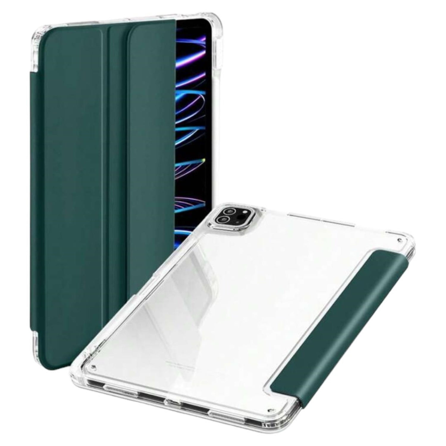 Mar Cases - Carcasa Smart Cover Clear Para Ipad Air 6 11 M2 2024 Verde Oscuro