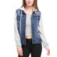 thumbnail image 1 of INSPIRE CHIC Chaqueta de Mezclilla Lavada para Mujer con Mangas en Contraste, Capucha con Cordón, Botones y Exterior S Azul Oscuro, 1 of 6