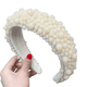 thumbnail image 1 of Diademas acolchadas de perlas para mujer: bandas anchas con cuentas acrílicas, aros barrocos, accesorios para el cabello hechos a mano para niñas., 1 of 5