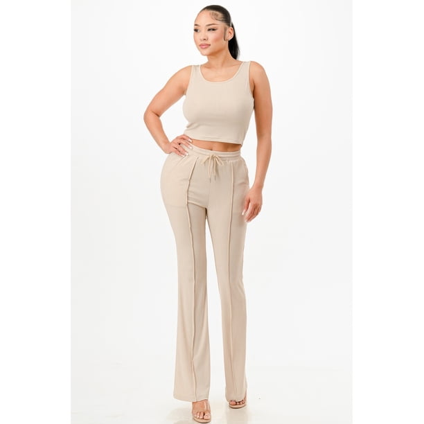 Conjunto De Camiseta Sin Mangas Y Pantalón Acanalado