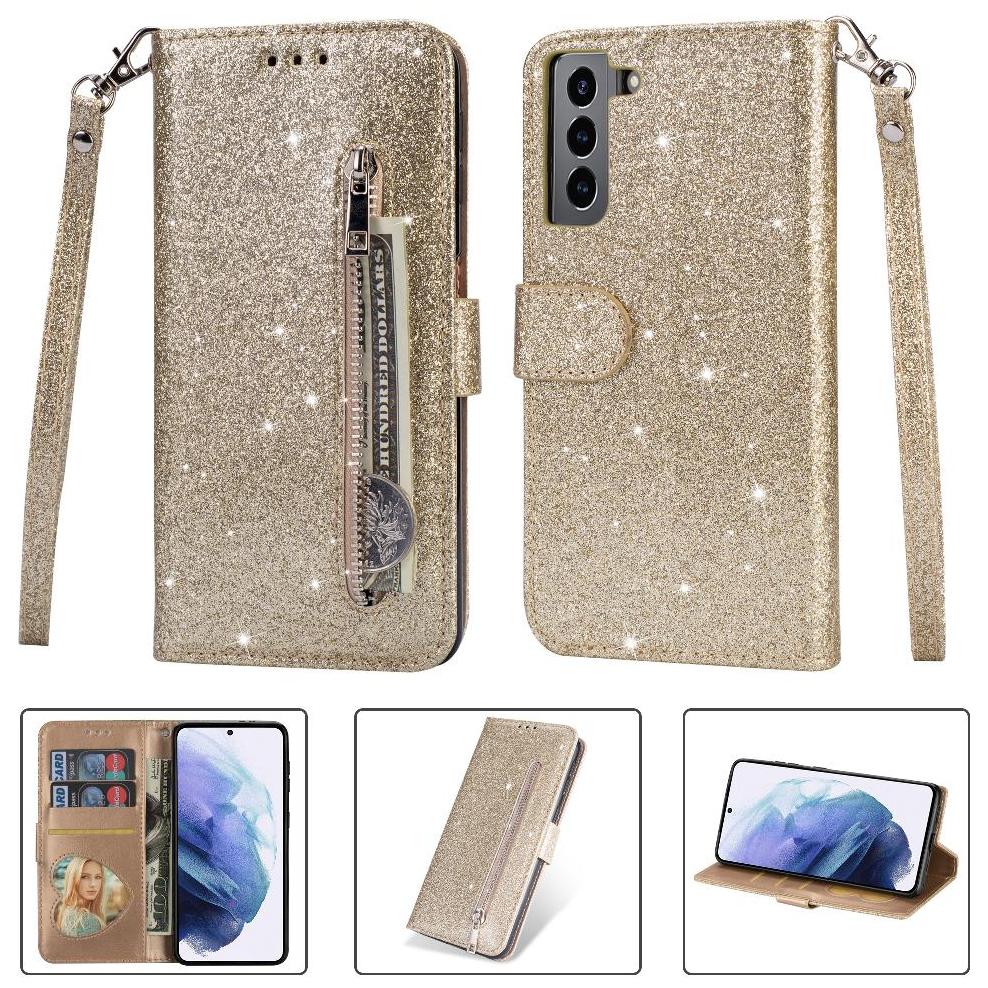 Funda Para Foxdock Elegante Funda Samsung Galaxy S22 Plus 5G Glitter Con Cremallera-Ideal Para El Uso Diario