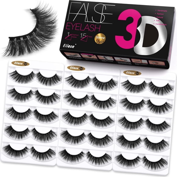 Eliace 15 pares de pestañas postizas 3D estilo Sierra