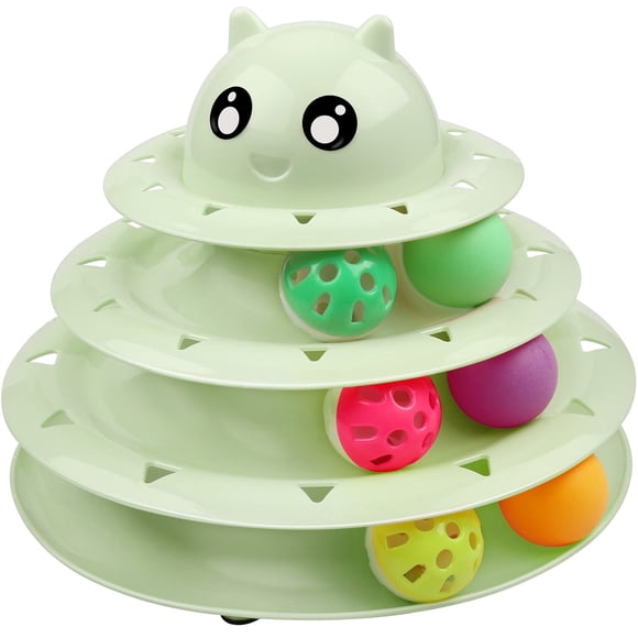 Juguete para Gatos UPSKY con Tocadiscos de 3 Niveles y 6 Pelotas de Colores